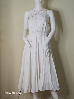 White Midi Sundress with Multicolor Straps